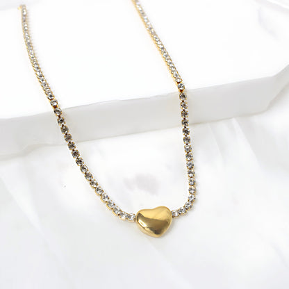 Lux Gold Heart Rhinestone Necklace