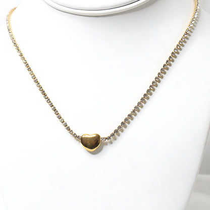 Lux Gold Heart Rhinestone Necklace