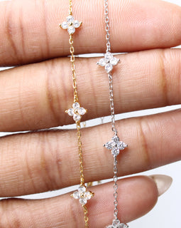 Diamond Studded Flower Bracelet