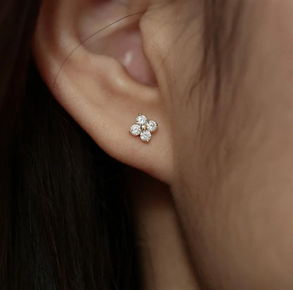 Mini Crystal Flower Stud Earrings