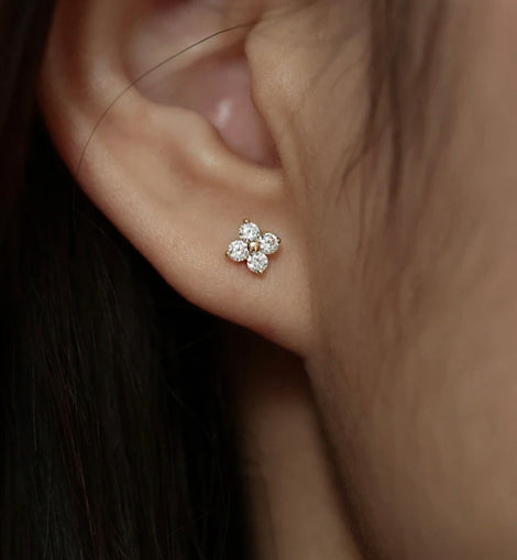 Mini Crystal Flower Stud Earrings