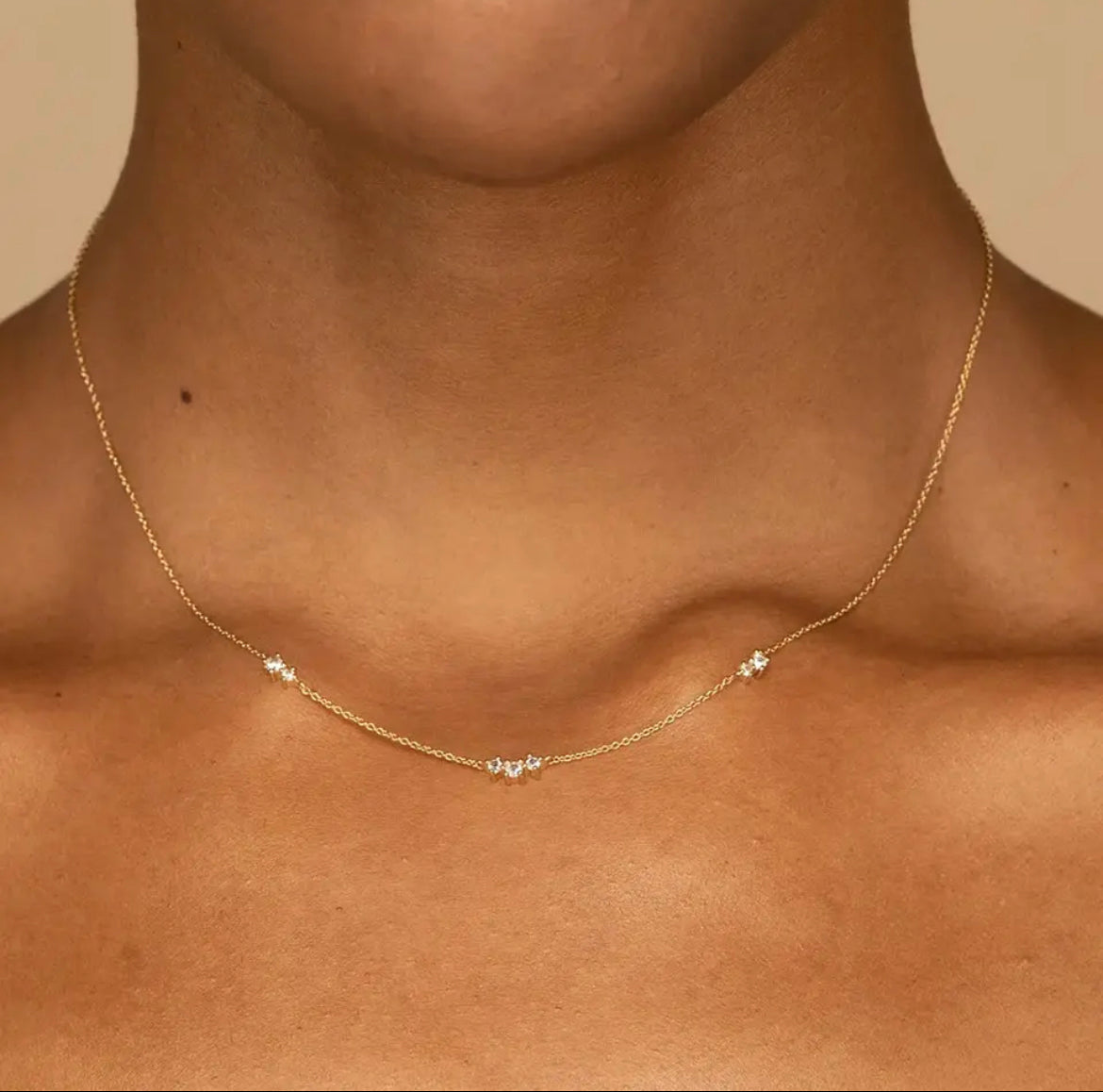 Triple Zirconian Dainty Necklace