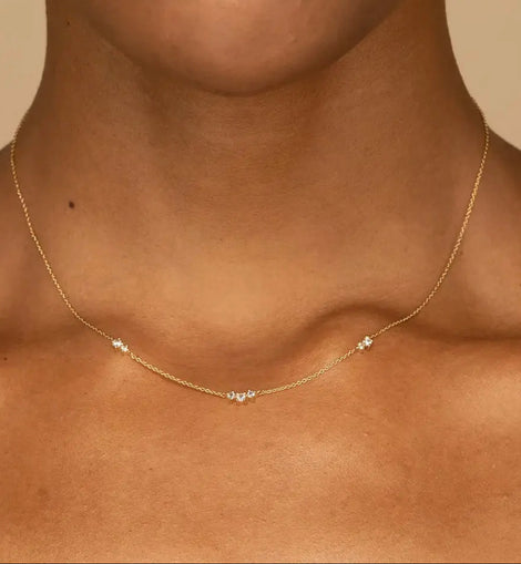 Triple Zirconian Dainty Necklace