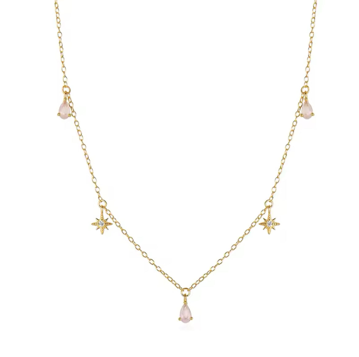 Stars Pink Charm Necklace