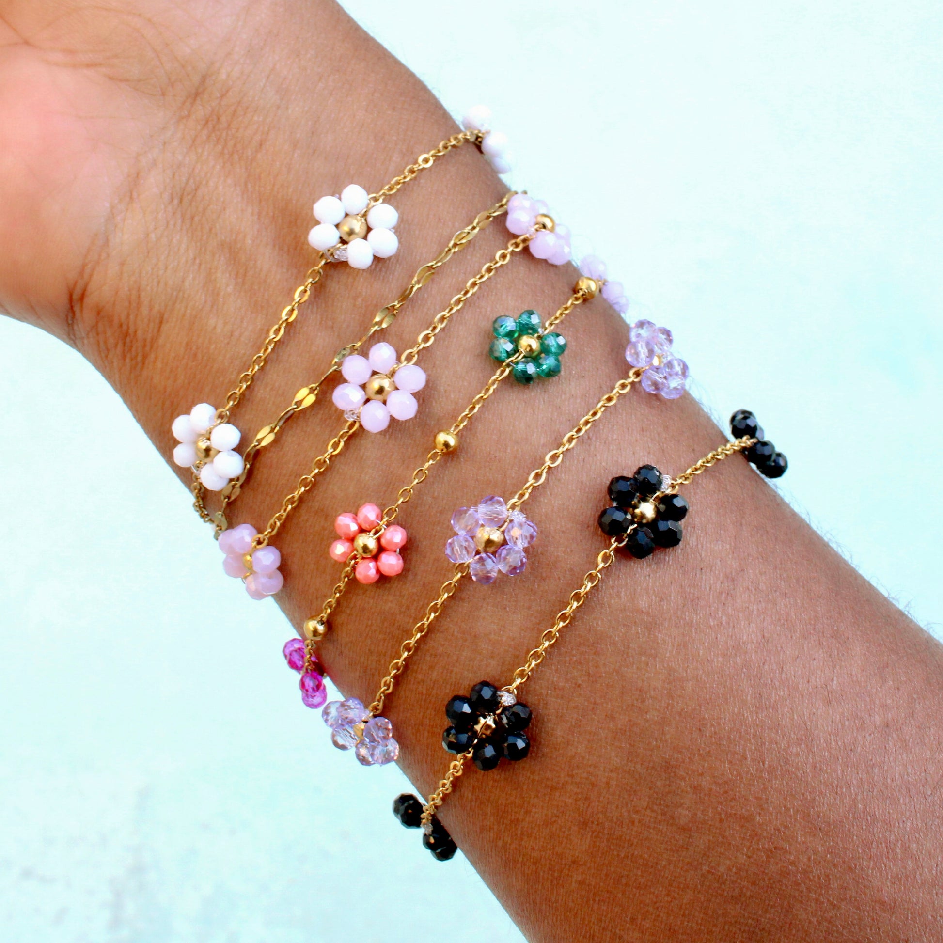 Beaded Flower Dainty Bracelet – Hey Beautiful
