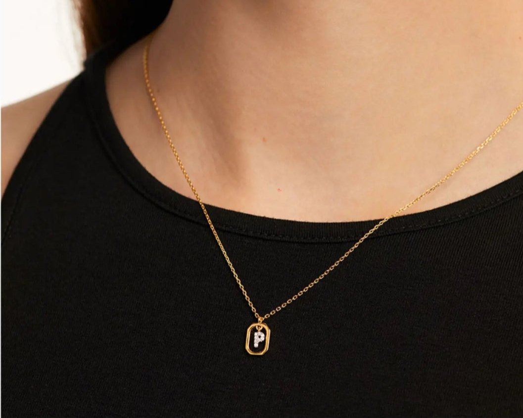 Gold Filled Studded Mini Initial Necklace