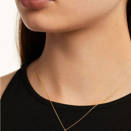 Gold Filled Studded Mini Initial Necklace