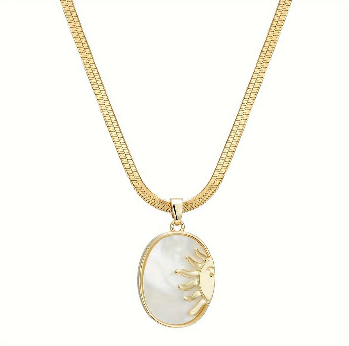 White Sun Shell Pendant Necklace