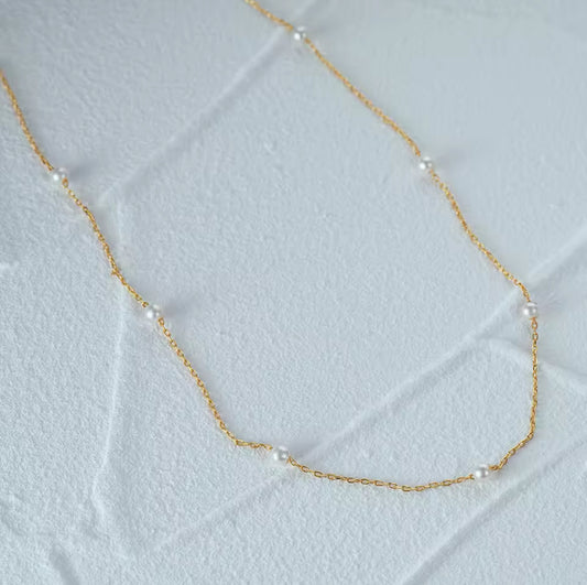 Beaded Pearl Chain Necklace