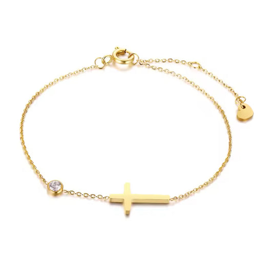 Thin Cross Chain Bracelet