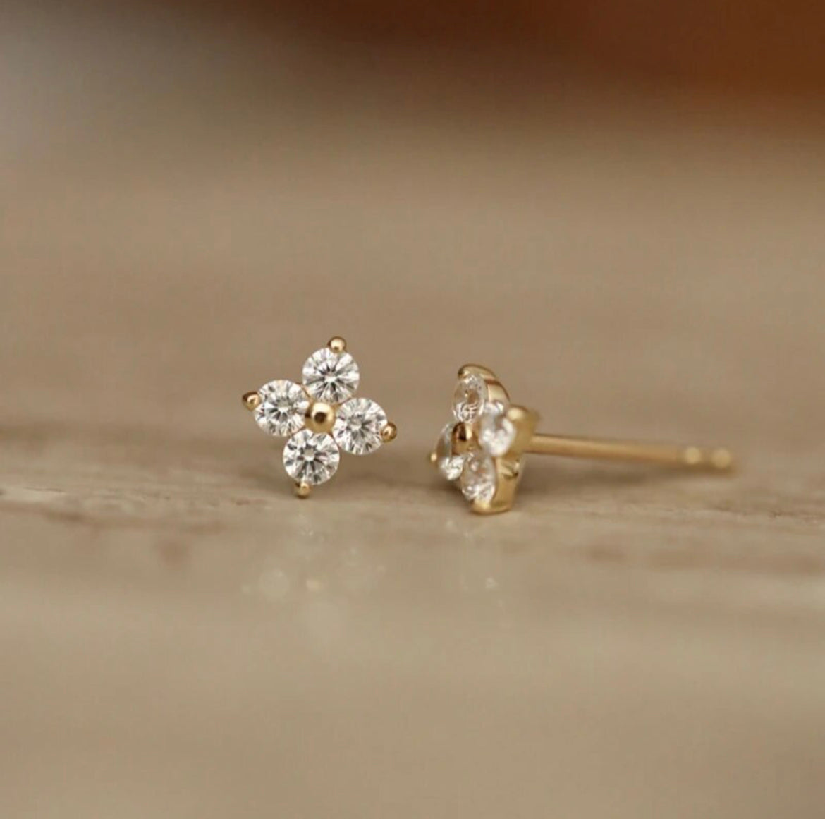 Mini Crystal Flower Stud Earrings