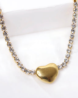 Lux Gold Heart Rhinestone Necklace