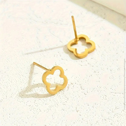 Hollow Clover Stud Earrings