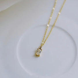 Mini Rectangle Diamond Pendant Necklace