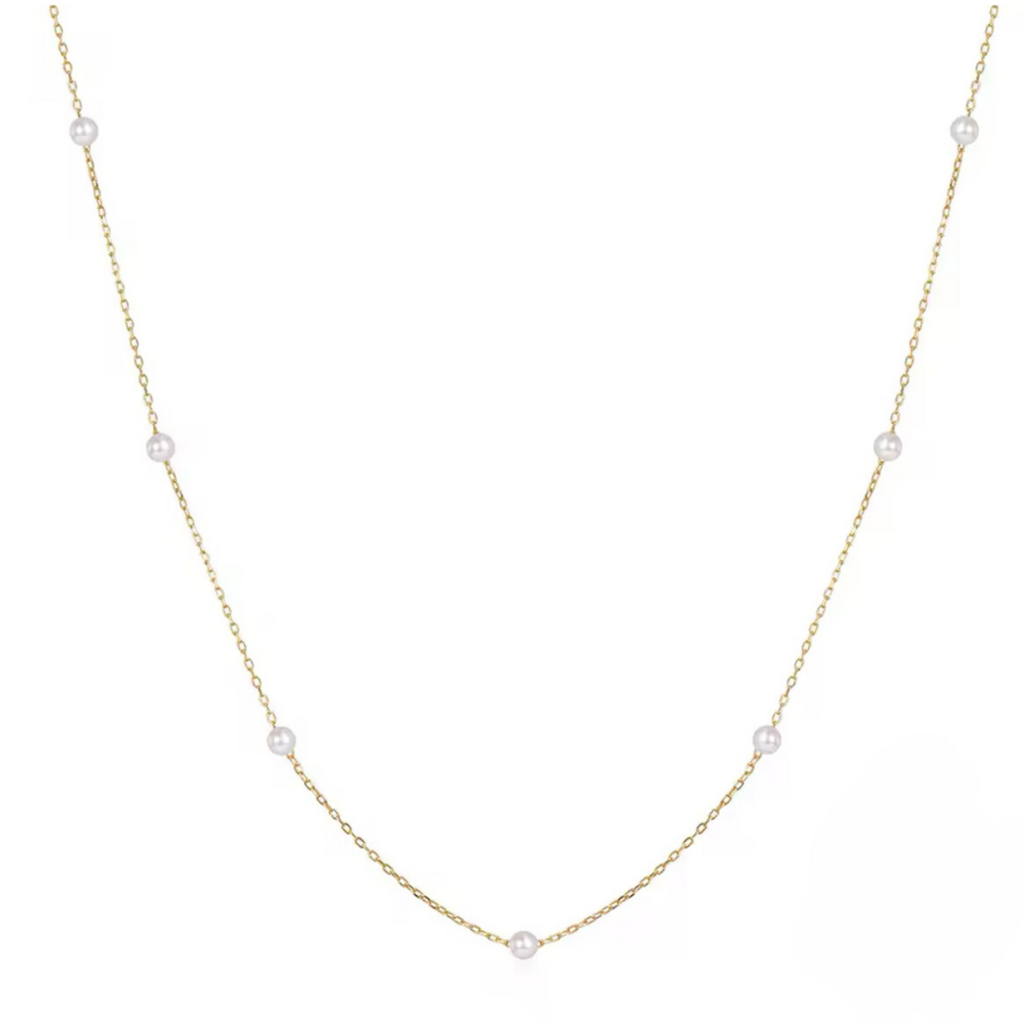 Beaded Pearl Chain Necklace