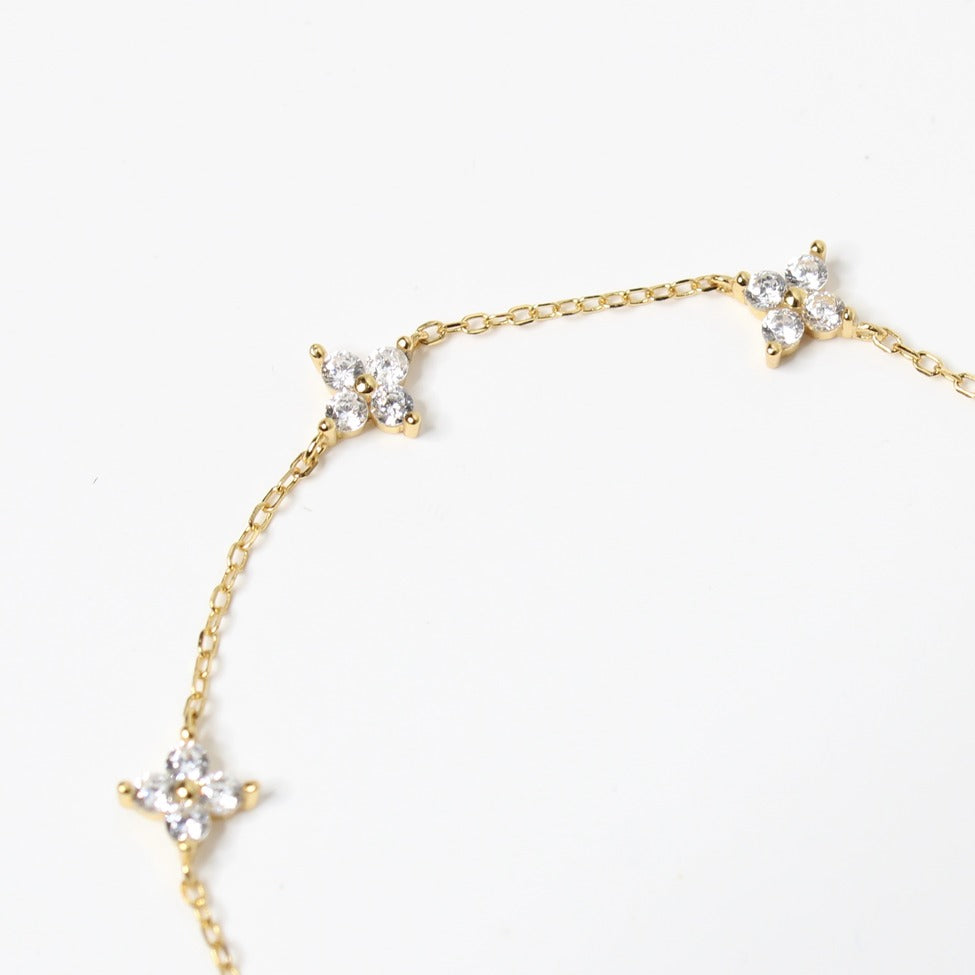 Diamond Studded Flower Bracelet