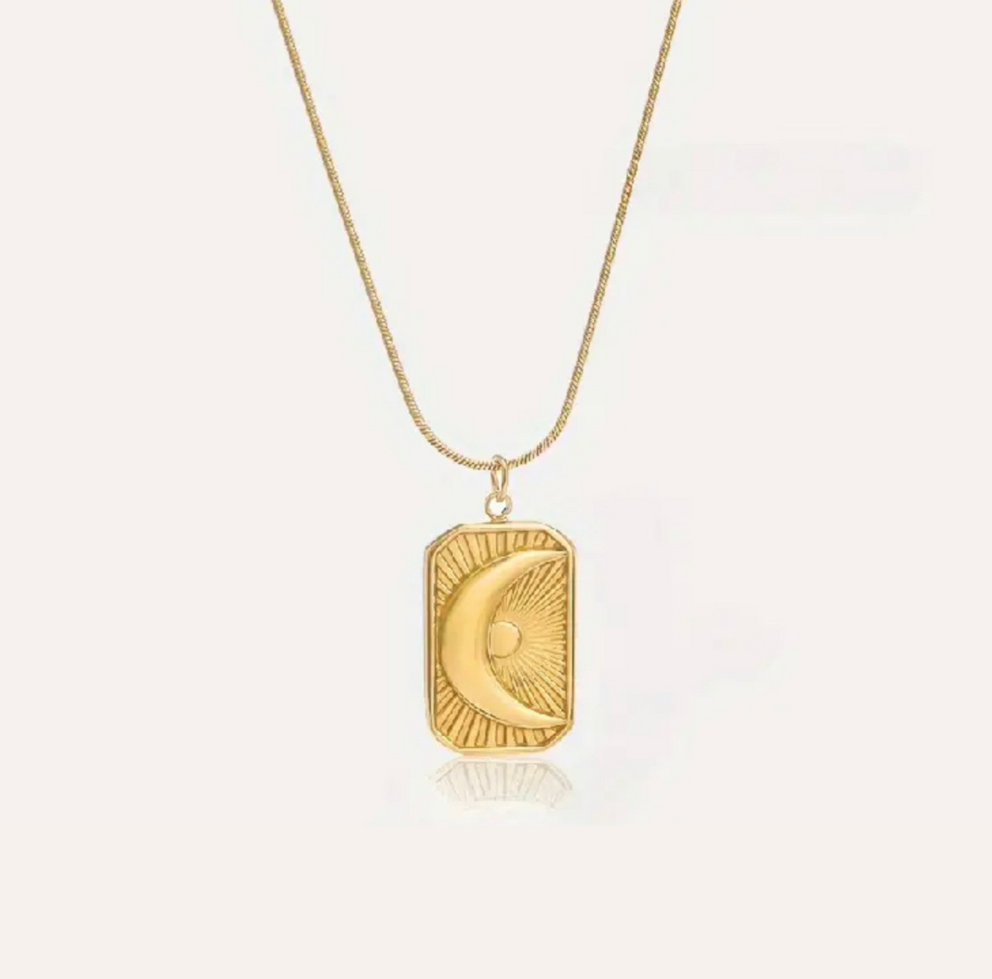 Half Moon Rectangular Pendant Necklace