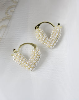 Mini Heart Pearl Earrings