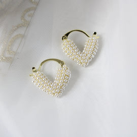 Mini Heart Pearl Earrings