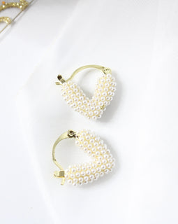 Mini Heart Pearl Earrings