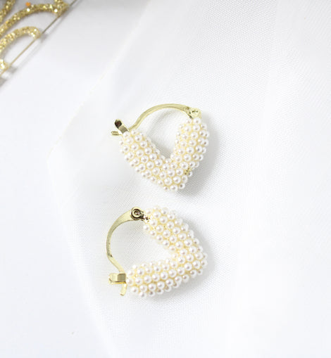 Mini Heart Pearl Earrings