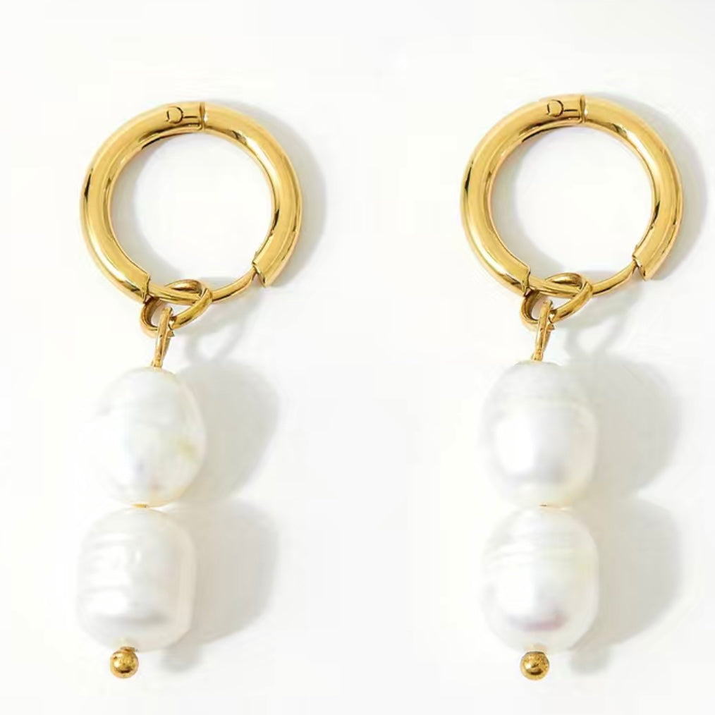 Freshwater 2 Pearl Drop Earrings