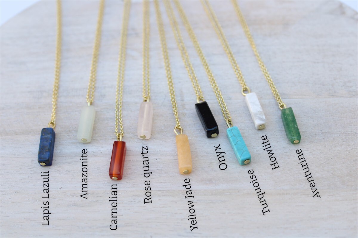 Rectangular Stone Pendant Necklace