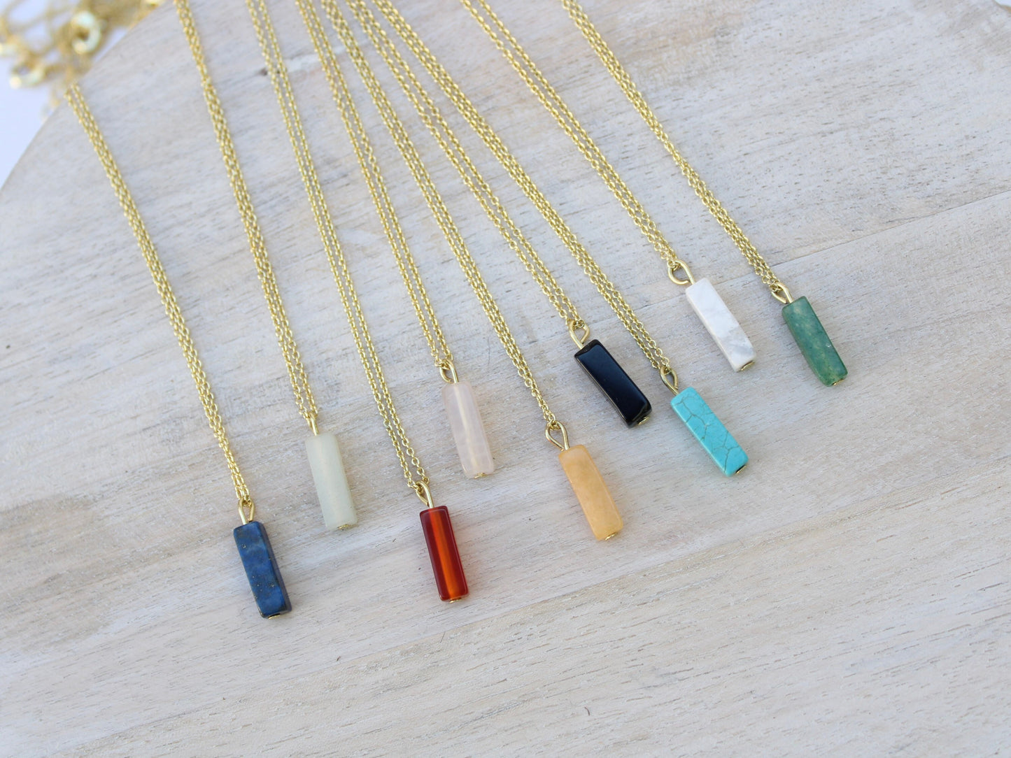 Rectangular Stone Pendant Necklace