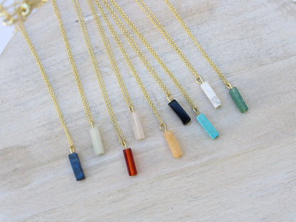 Rectangular Stone Pendant Necklace
