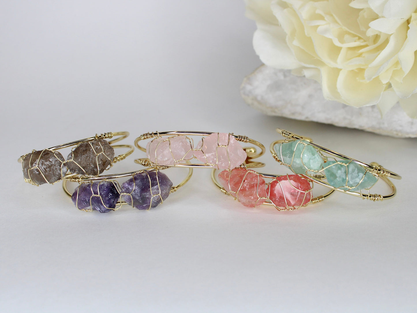 Wire Wrapped Raw Crystal Bracelet