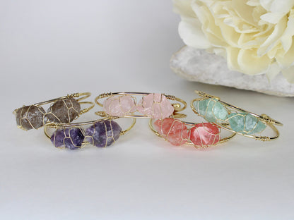 Wire Wrapped Raw Crystal Bracelet