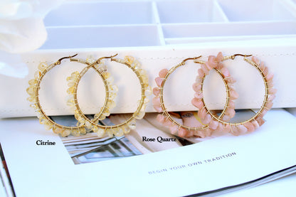 Stone Wrapped Hoop Earrings