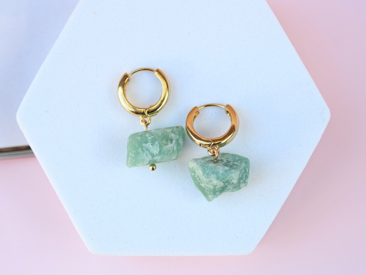 Raw Stone Huggie Earrings