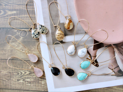 Tear Drop Stone Earrings